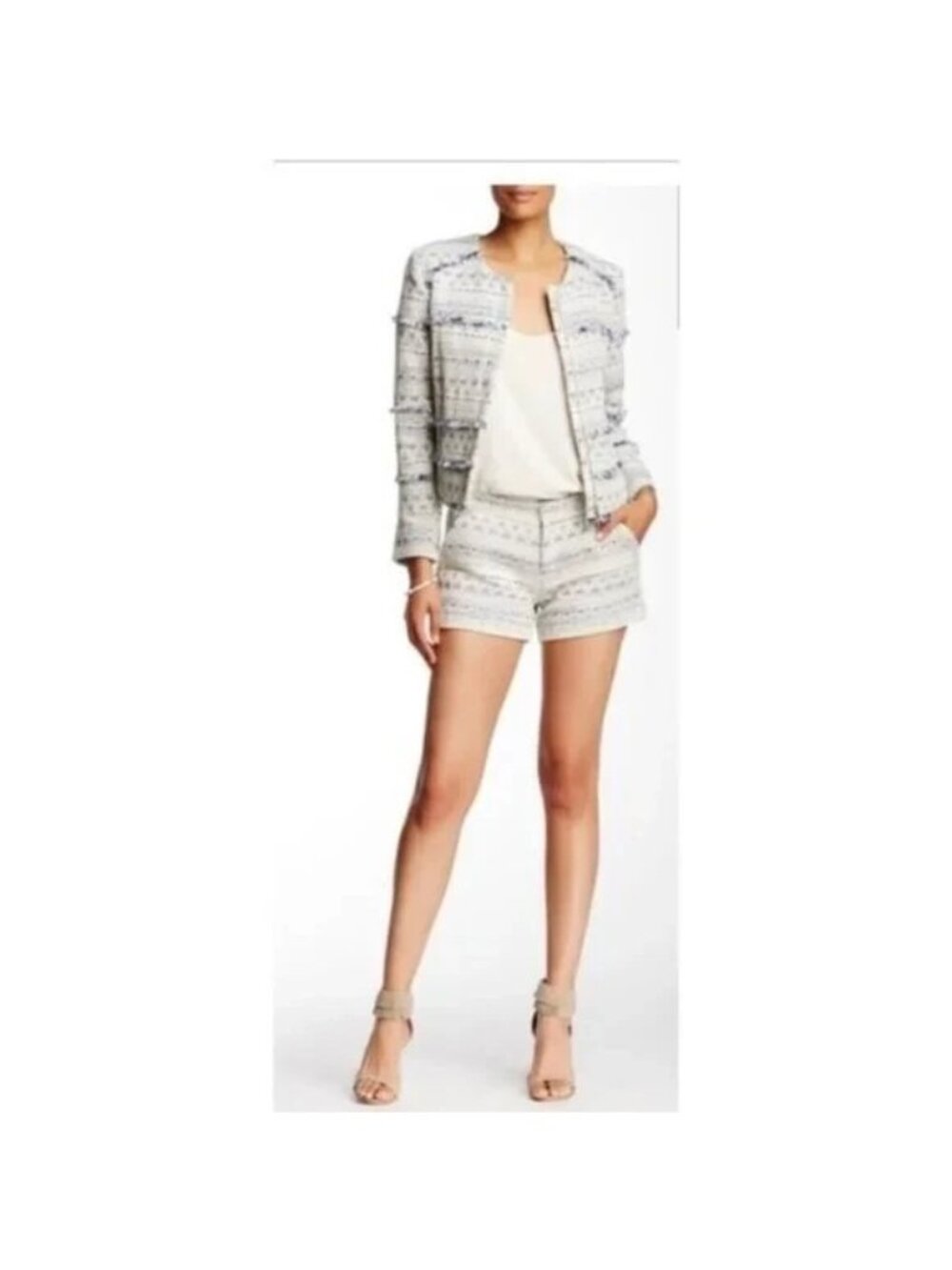 Joie Merci Jacquard Shorts Porcelain 10 NWT